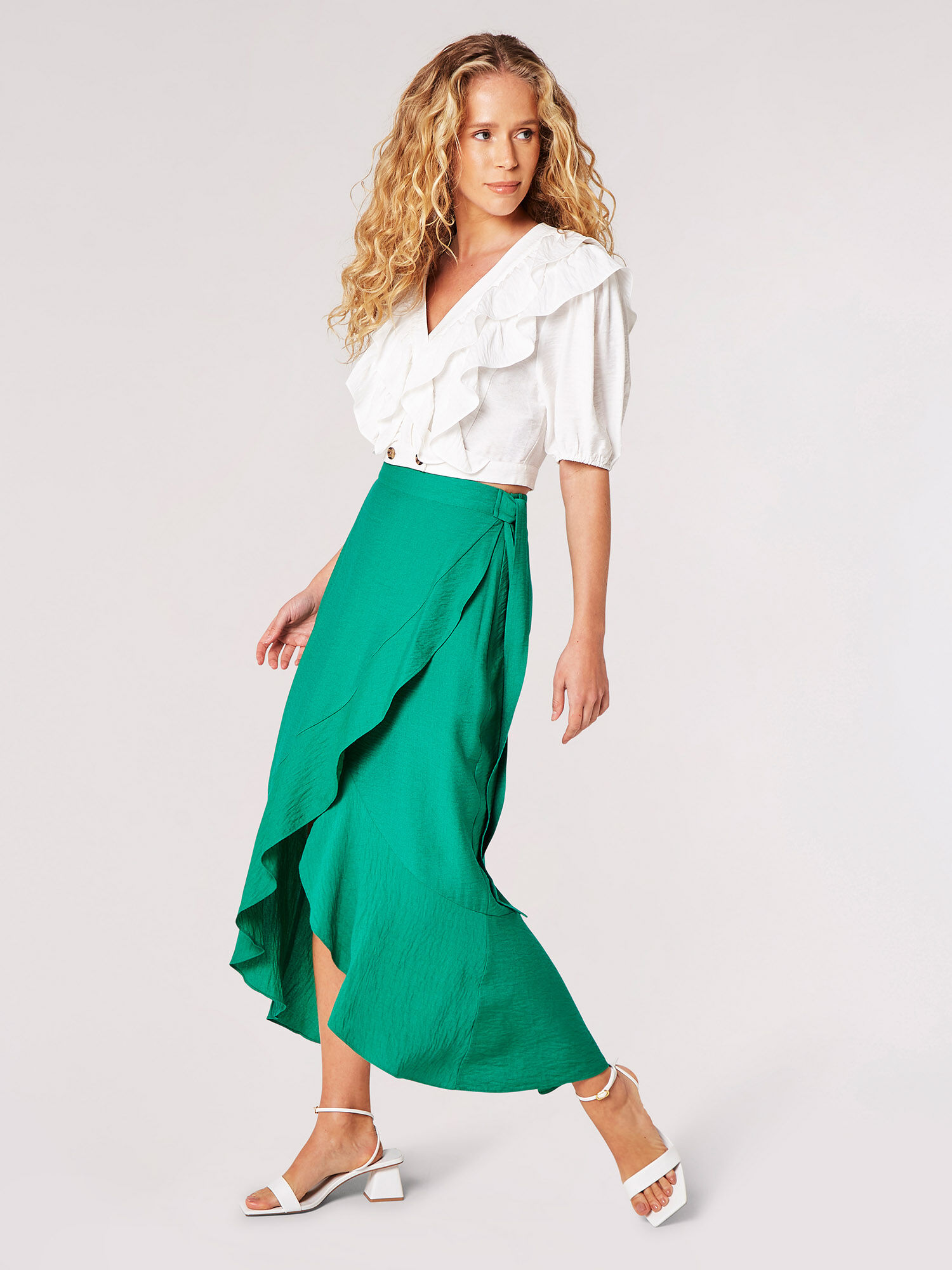 Ruffle Wrap Maxi Skirt | Apricot Clothing