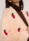 Chunky Knit Strawberry Cardigan, Peach, large