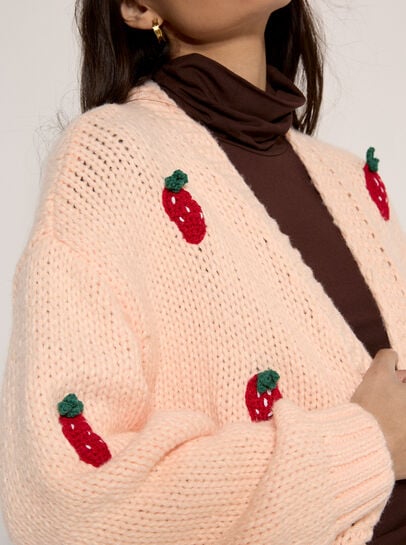 Chunky Knit Strawberry Cardigan