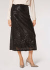 Sequin Sparkle Midi Skirt, Black, large