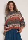 Open Knit Multi-Coloured Oversized Jumper, Teal, large