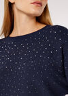 Heatsealed Spray Batwing Jumper, Navy, large