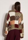 Chunky Hand-Crocheted Patchwork Jumper, Brown, large