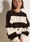 Chunky Knit Stripe Oversized Jumper, Brown, large