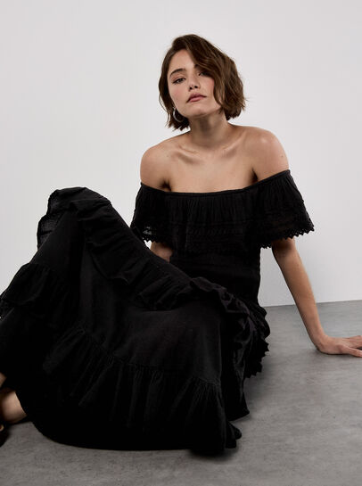 Bardot Lace Detail Maxi Dress
