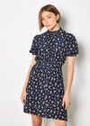 Ditsy Floral Ruffle Mini Dress, Navy, large