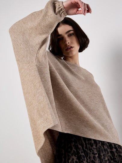 Honeycomb Knit Oversized Top