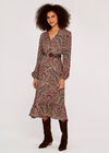 Paisley Midi Dress, Burgundy, large