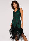 Sequin Tassel Fringe Mini Dress , Green, large