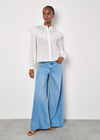Embroidered Ruffle Shirt, White, large