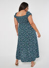 Curve Ditsy Floral Bardot Midi Dress, Green, large