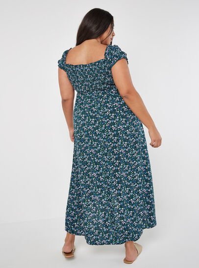 Curve Ditsy Floral Bardot Midi Dress