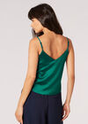 Ruched Front Satin Camisole Top, Green, large