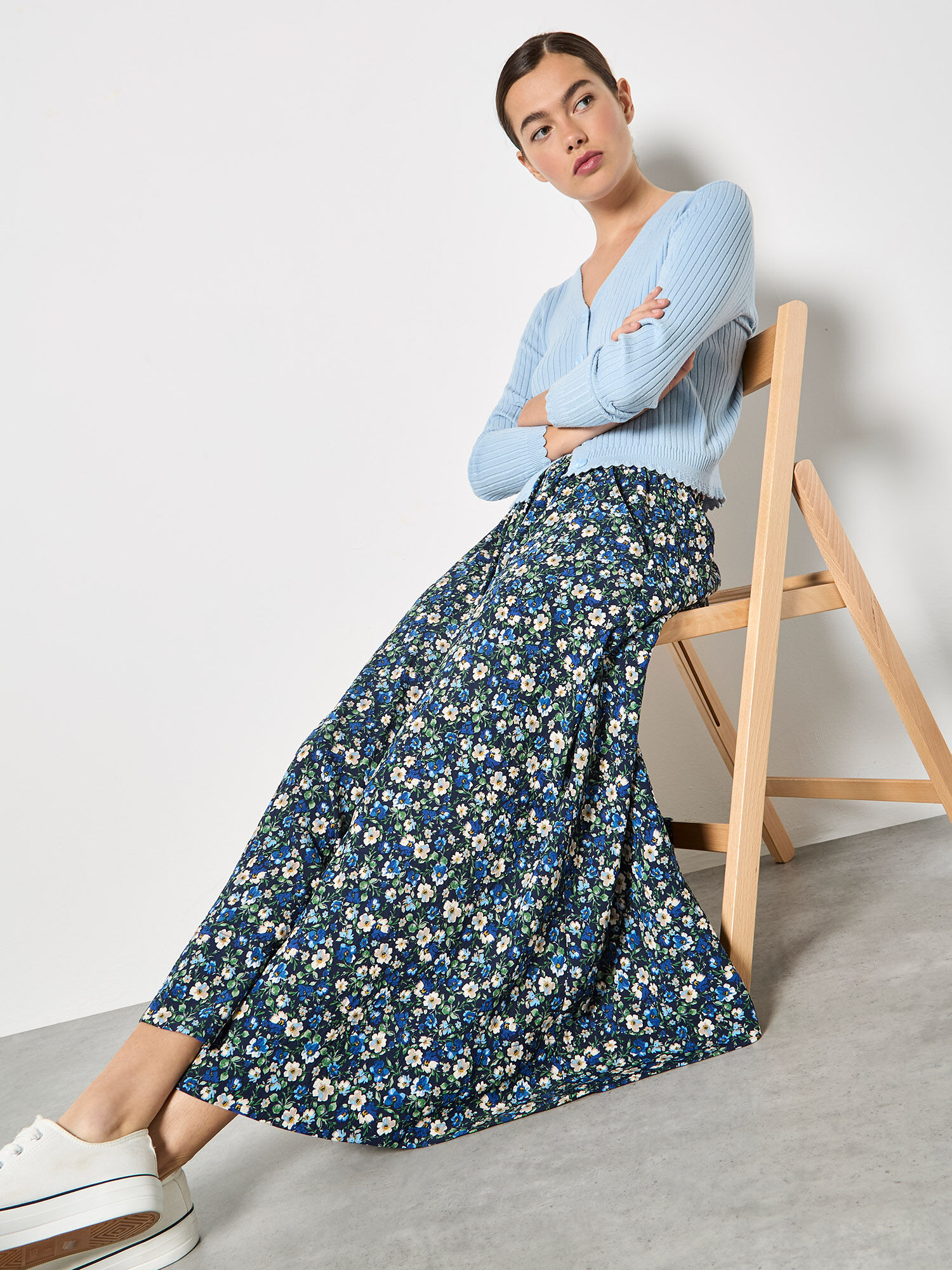 Floral Print A-Line Midaxi Skirt | Apricot Clothing