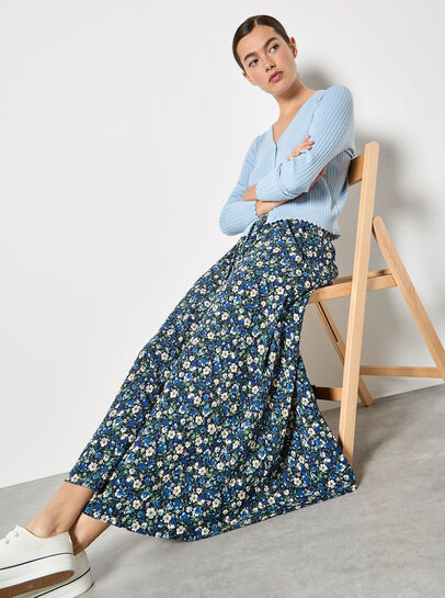 Floral Print A-Line Midaxi Skirt