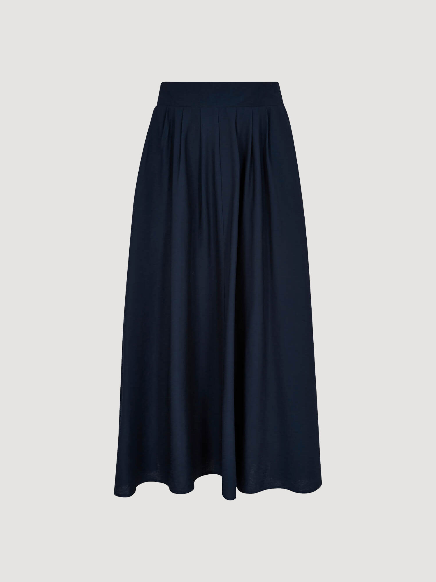 Slub Pleat A Line Midi Skirt Apricot Clothing