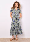 Painterly Roses Wrap Maxi Dress, Mint, large