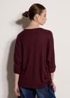Soft Touch Drawstring Batwing Top, Burgundy, large