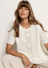 Floral Knit Layered Top, White, large