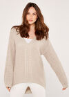 Plaid Front Jumper, Stone, large