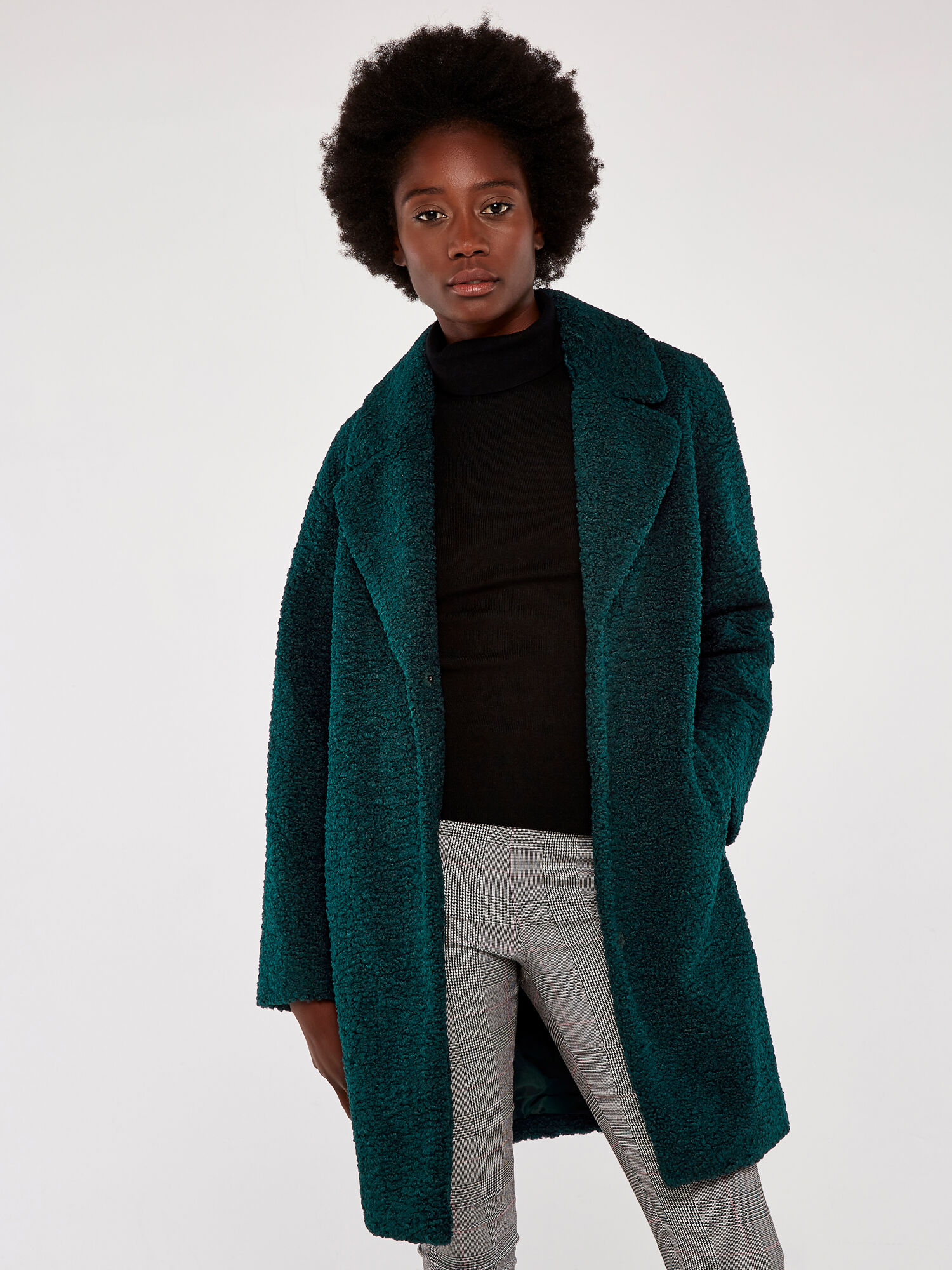 Long green teddy coat sales