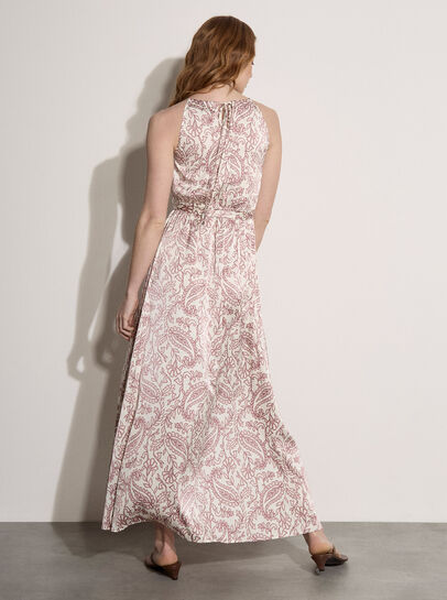 Paisley Print Satin Maxi Dress
