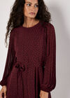 Chiffon Polka Dot Mini Dress, Burgundy, large