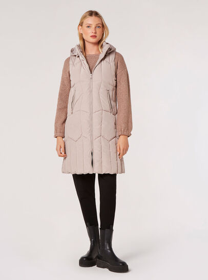 Hooded Longline Puffer Gilet