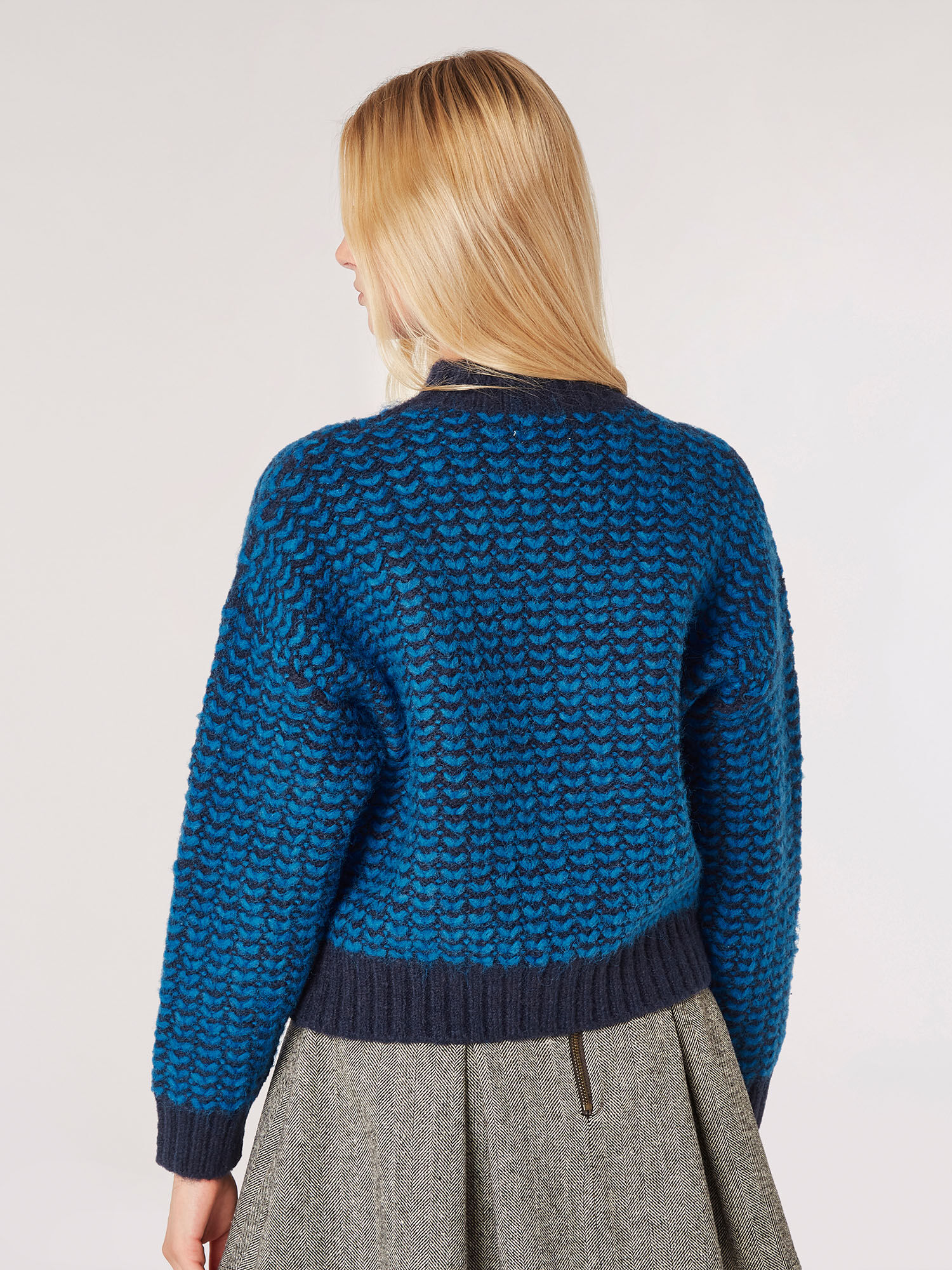 Chevron Chunky Knit Jumper Apricot Clothing