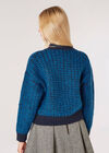 Tonal Chevron Chunky Jumper, Navy, large