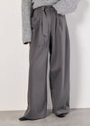 Wide-Leg Tailored Trousers, Dark Grey - Charcoal, large