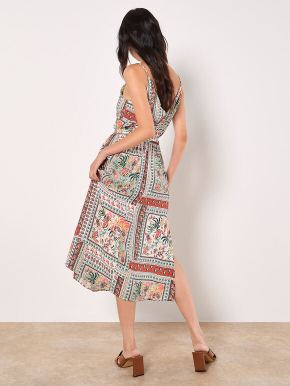 Tropical Print Camisole Midi Dress, Mint, large
