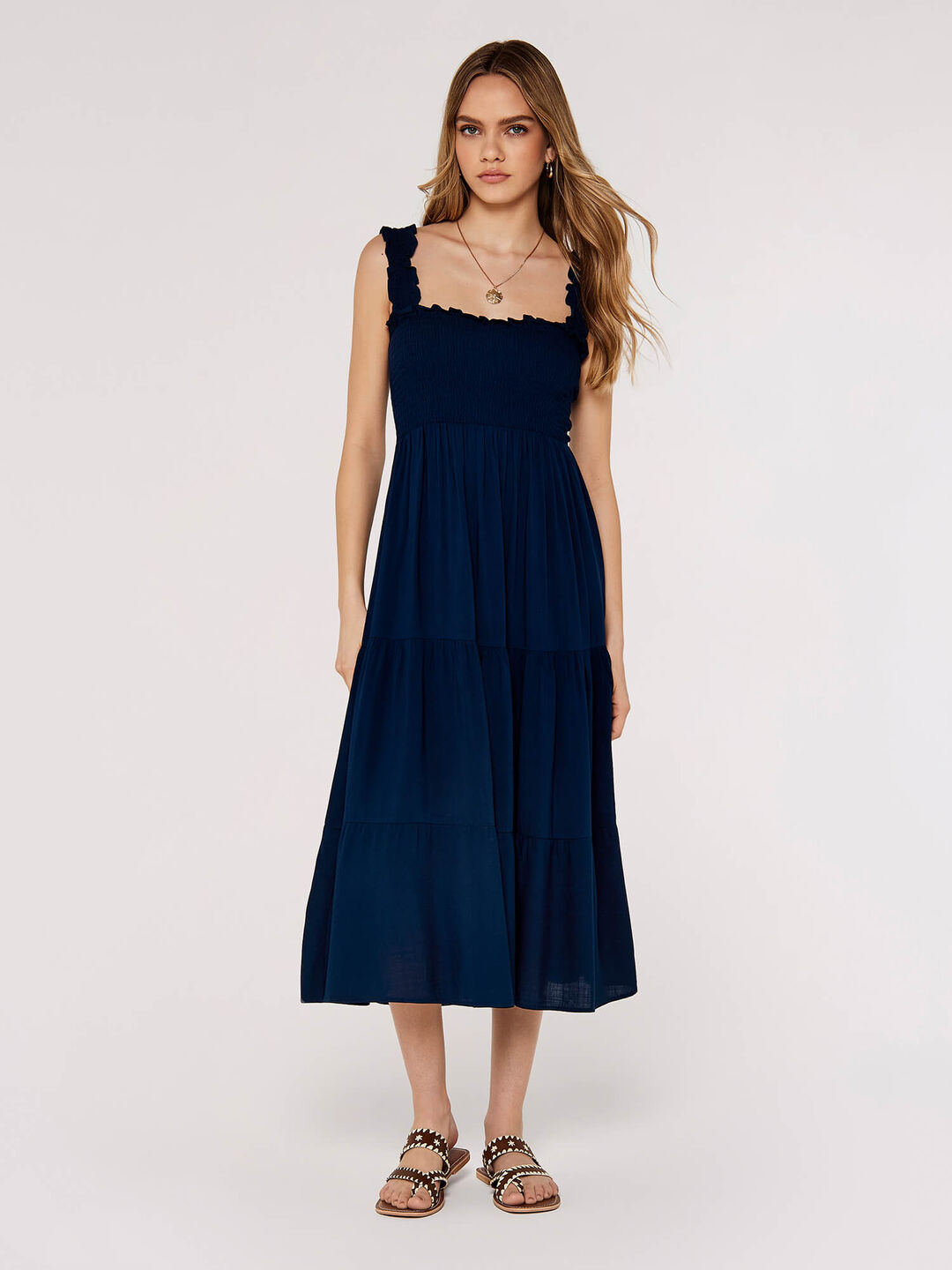 Image of Smock Tiered Midi Dress