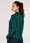 Ribbed Panel Mock Neck Jumper, Green, large