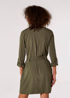 Utility Shirt Mini Dress , Khaki, large