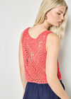 Diamond Hand-Knit Crochet Crop Top, Red, large