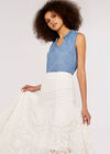 Folk Embroidered Maxi Skirt, White, large