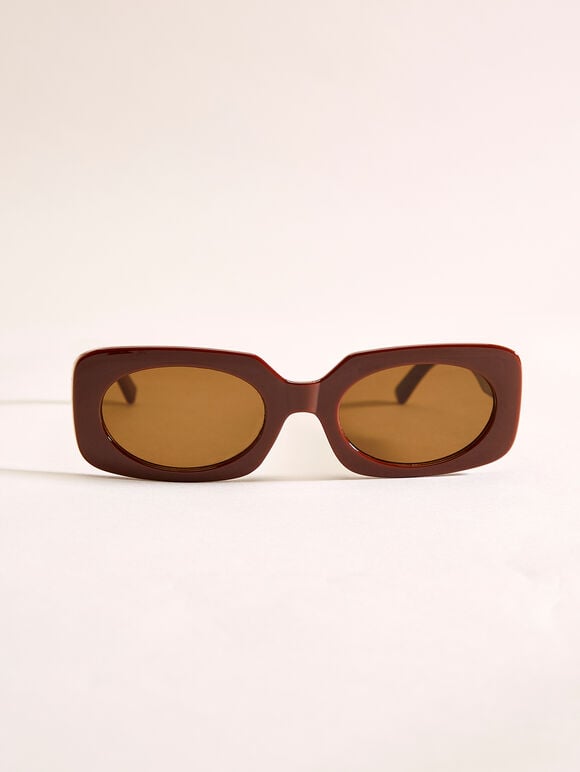 90s Style Square Sunglasses, Brown, large