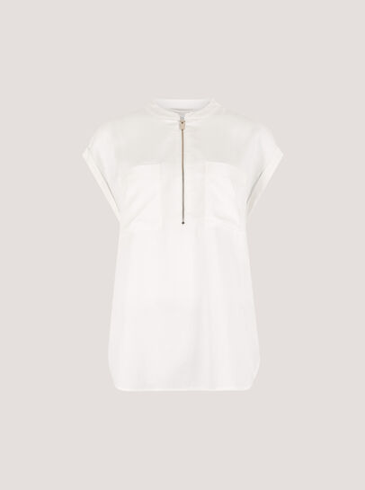 Zip Front Patch Pocket Top