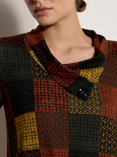 Textured Check Knit Midi Dress