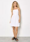 Eyelash Embroidered Cami Mini Dress, White, large