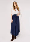 Shimmer Coconut Buckle Skirt, Navy, large
