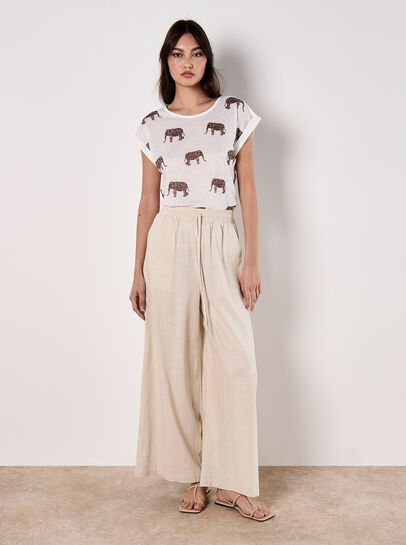Elephant Print Slub T-Shirt