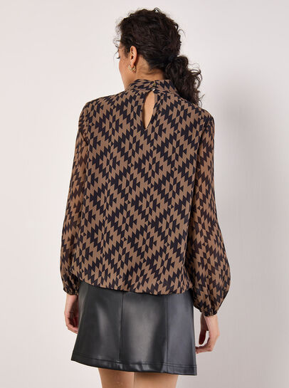 Geo Diamond Chiffon Blouse