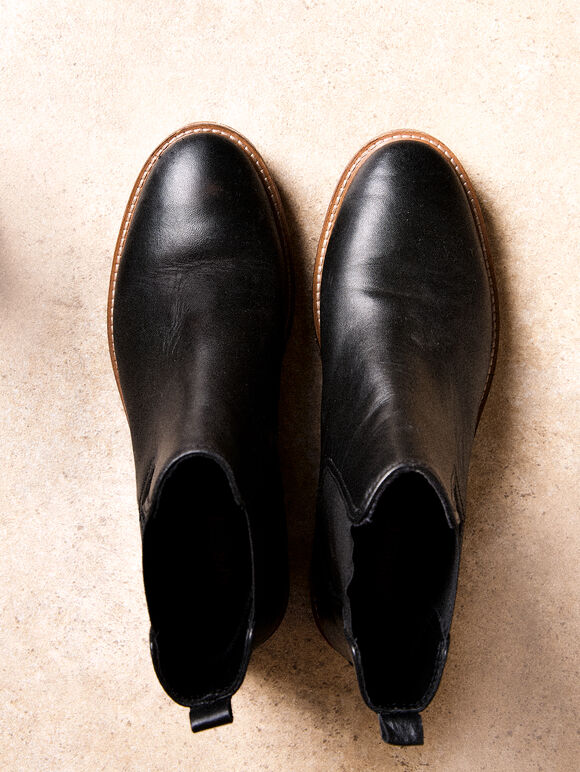 Leather Chelsea Boots, Black, large