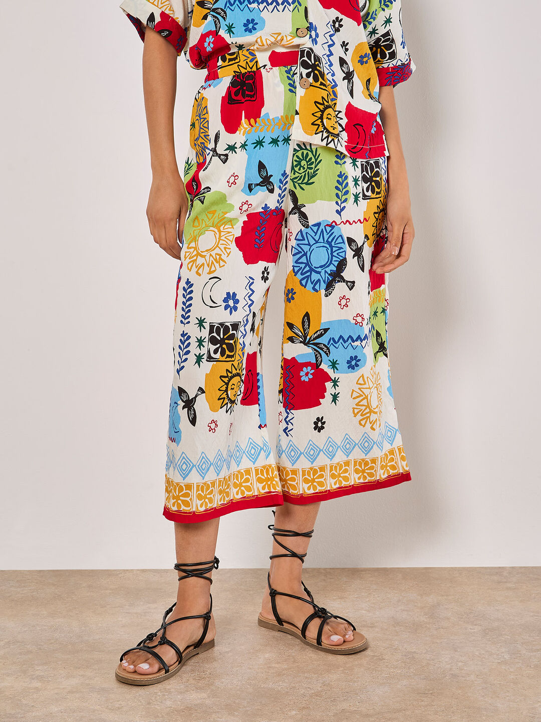 Colourful Sketch Print Culottes