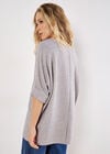 Textured Cable Knit Batwing Oversized Top, Grey, large