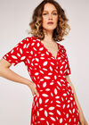 Falling Leaves Wrap Dress, Red, large