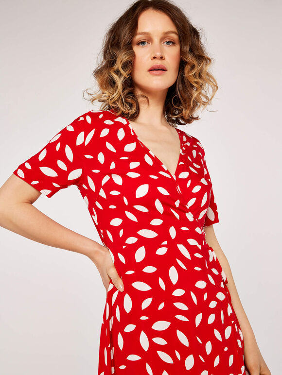 Falling Leaves Wrap Dress, Red, large