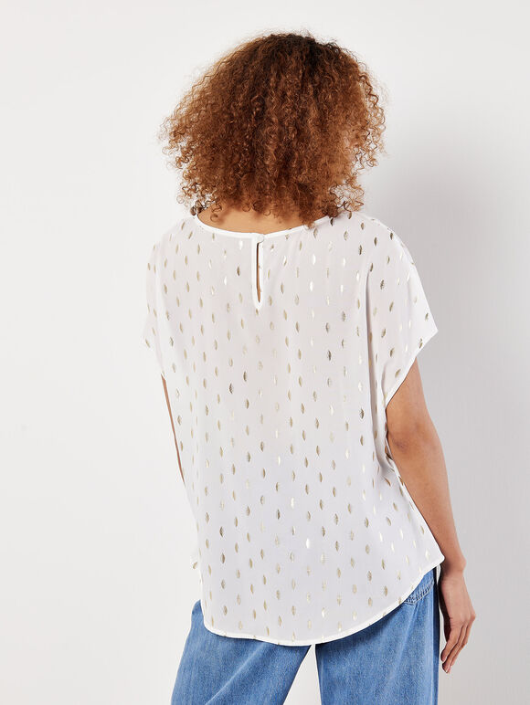 Foil Speckle Modern Top, White, large